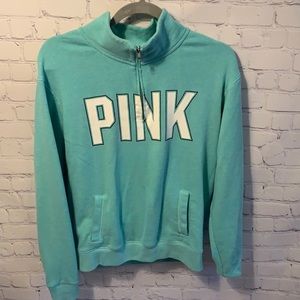 PINK light blue sweater with collar and pockets